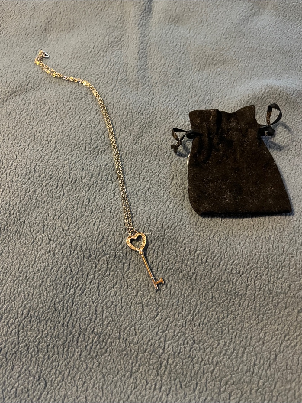 Delicate Heart Key Pendant Necklace - Silver
